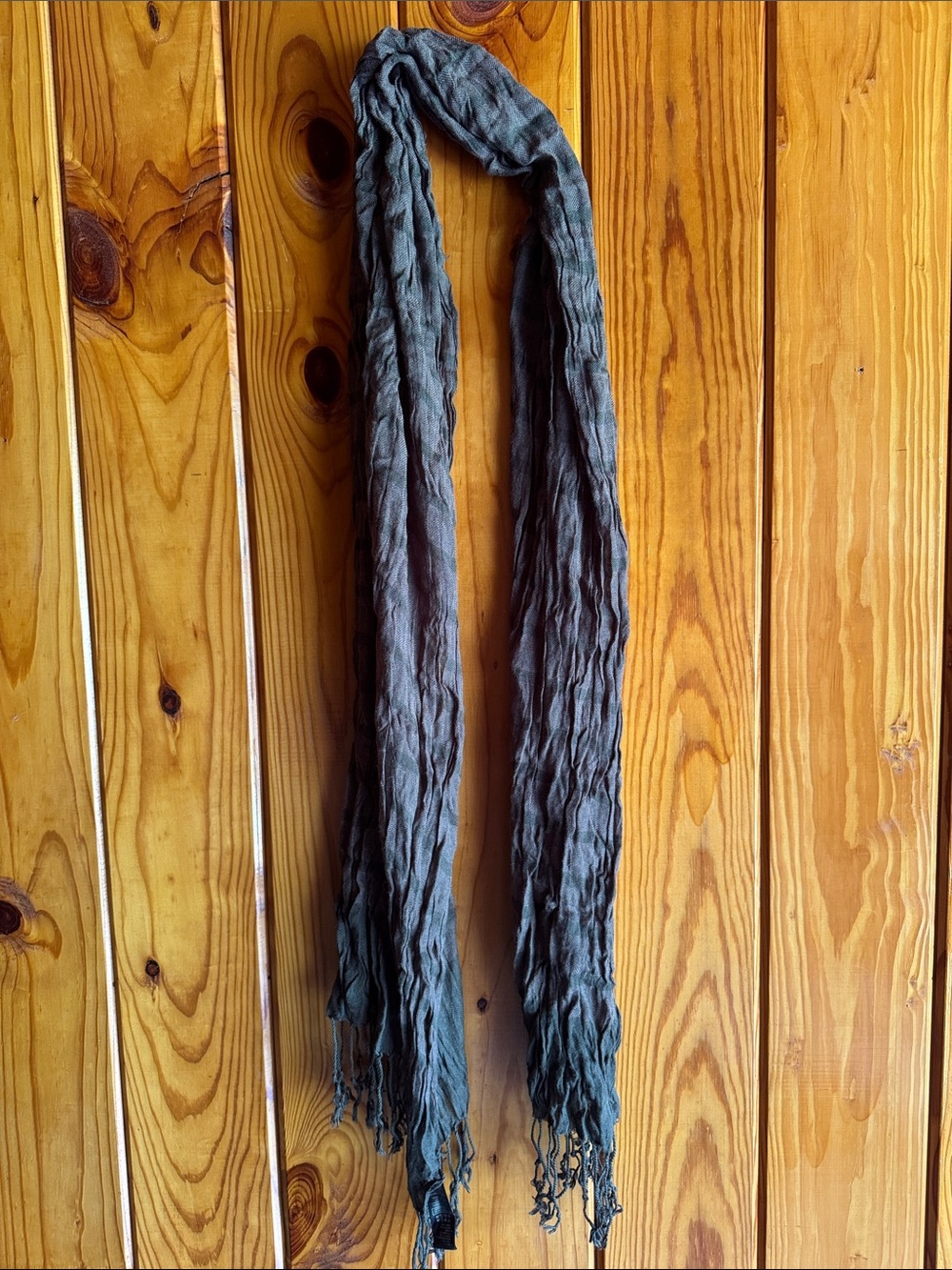 Lightweight Crinkled Green and brown striped Scarf